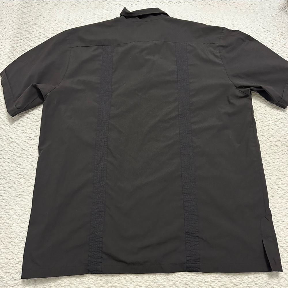 Maximos USA Yucatán Guayabera Black Short Sleeve Button Down Men’s Size Large - Picture 5 of 5